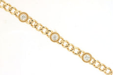 .75CT DIAMOND 14KT YELLOW GOLD CLASSIC BEZEL CUBAN BY THE YARD TENNIS BRACELET