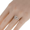 ESTATE .18CT DIAMOND 18KT WHITE GOLD 3D HEART SHAPE LOVE KNOT FUN RING