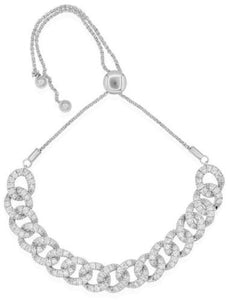 2.78CT DIAMOND 18K WHITE GOLD 3D CLASSIC MULTI OVAL LINK ADJUSTABLE FUN BRACELET