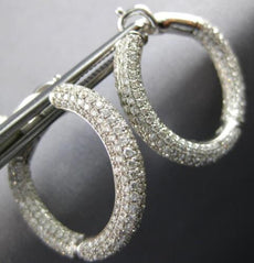 LARGE 3.40CT DIAMOND 18KT WHITE GOLD 3D MULTI ROW SIDEWAYS HOOP HANGING EARRINGS