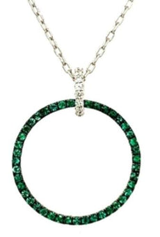 .44CT DIAMOND & AAA EMERALD 18KT WHITE GOLD 3D CIRCLE OF LIFE FLOATING PENDANT