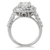 1.63CT DIAMOND 14KT WHITE GOLD CLASSIC ROUND DOUBLE HALO SQUARE ENGAGEMENT RING