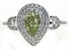 1.49CT WHITE & FANCY YELLOW DIAMOND 18K WHITE GOLD 3D PEAR SHAPE ENGAGEMENT RING