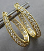 ESTATE .65CT DIAMOND 14KT YELLOW GOLD 3D INSIDE OUT OVAL HOOP HANGING EARRINGS