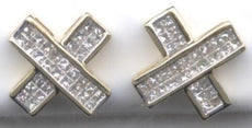 1.0CT DIAMOND 14KT WHITE GOLD 3D PRINCESS CLASSIC INVISIBLE X LOVE STUD EARRINGS