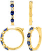 1.93CT DIAMOND & AAA SAPPHIRE 14K YELLOW GOLD OVAL & ROUND HOOP HANGING EARRINGS