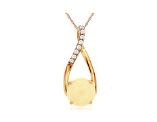 .90CT DIAMOND & AAA OPAL 14KT ROSE GOLD INFINITY TEAR DROP LOVE FLOATING PENDANT