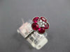 ESTATE 1.89CT DIAMOND & AAA RUBY 18KT WHITE GOLD FLOWER STAR FILIGREE LOVE RING