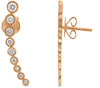 ESTATE .34CT DIAMOND 14KT ROSE GOLD ROUND GRADUATING BEZEL EAR CLIMBER EARRINGS