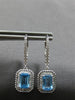 1.87CT DIAMOND & AAA BLUE TOPAZ 14KT WHITE GOLD HALO LEVERBACK HANGING EARRINGS