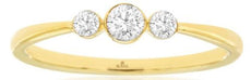 .27CT DIAMOND 14KT YELLOW GOLD ROUND 3 STONE PAST PRESENT FUTURE BEZEL LOVE RING