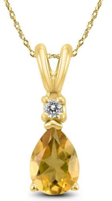 .67CT DIAMOND & AAA CITRINE 14KT YELLOW GOLD PEAR SHAPE & ROUND FLOATING PENDANT