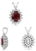 1.62CT DIAMOND & AAA RUBY 14K WHITE GOLD 3D OVAL & ROUND FLOWER FLOATING PENDANT