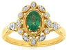 .57CT DIAMOND & AAA EMERALD 14KT YELLOW GOLD OVAL & ROUND FILIGREE FLORAL RING
