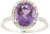 2.56CT DIAMOND & AAA AMETHYST 14KT WHITE GOLD OVAL & ROUND CLASSIC HALO FUN RING