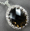 LARGE 2.32CT DIAMOND & AAA SMOKY TOPAZ 14KT WHITE GOLD FLOWER FLOATING PENDANT