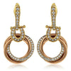 .67CT DIAMOND 18K ROSE & YELLOW GOLD CIRCULAR TRINITY HORSESHOE HANGING EARRINGS