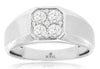 .63CT DIAMOND 14KT WHITE GOLD 3D ROUND CLUSTER OCTAGON MATTE & SHINY MENS RING