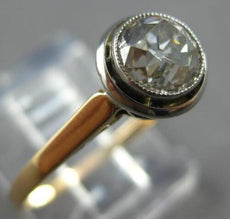 ANTIQUE .85CT OLD MINE DIAMOND 14KT 2 TONE GOLD SOLITAIRE ENGAGEMENT RING #27990
