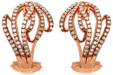 ESTATE .42CT DIAMOND 14KT ROSE GOLD CLASSIC MULTI LEAF CLIP ON HANGING EARRINGS