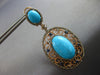 EXTRA LARGE 3.60CT DIAMOND & AAA SAPPHIRE & TURQUOISE 14KT ROSE GOLD 3D EARRINGS