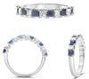1.19CT DIAMOND & AAA SAPPHIRE 14KT WHITE GOLD 3D ROUND & PRINCESS 11 STONE RING