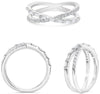 .41CT DIAMOND 14K WHITE GOLD 3D ROUND & BAGUETTE CRISS CROSS INFINITY LOVE RING