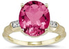 LARGE 4.0CT DIAMOND & AAA PINK TOPAZ 14KT YELLOW GOLD OVAL & ROUND BAMBOO RING