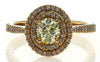 .78CT PINK & FANCY YELLOW DIAMOND 18KT YELLOW AND ROSE GOLD HALO ENGAGEMENT RING