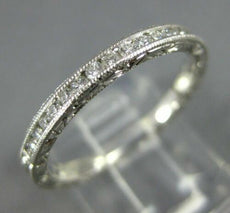 ANTIQUE .36CT DIAMOND PLATINUM 3D 2mm FILIGREE MILGRAIN ANNIVERSARY RING #26668