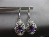 1.68CT DIAMOND & AAA AMETHYST 14K WHITE GOLD OVAL OPEN FILIGREE HANGING EARRINGS