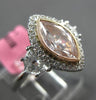 ESTATE LARGE GIA 1.75CT WHITE & PINK DIAMOND 18K WHITE ROSE GOLD ENGAGEMENT RING
