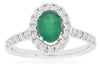 1.22CT DIAMOND & AAA EMERALD 14K WHITE GOLD 3D OVAL & ROUND HALO FRIENDSHIP RING