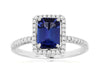 1.75CT DIAMOND & AAA TANZANITE 14K WHITE GOLD EMERALD CUT & ROUND ENAGEMENT RING