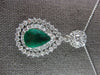 LARGE 5.32CT DIAMOND & AAA EMERALD 14KT WHITE GOLD 3D PEAR SHAPE PENDANT #27493