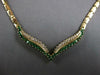 LARGE & LONG 2.60CT DIAMOND & AAA EMERALD 14KT YELLOW GOLD V SHAPE LOVE NECKLACE