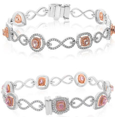 2.83CT WHITE & PINK DIAMOND 18KT WHITE & ROSE GOLD MULTI SHAPE & ROUND BRACELET