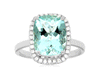 LARGE 3.88CT DIAMOND & AAA AQUAMARINE 14K WHITE GOLD 3D CUSHION & ROUND FUN RING