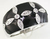 ESTATE .15CT DIAMOND & AAA BLACK ENAMEL 14KT WHITE GOLD CLASSIC FLOWER FUN RING