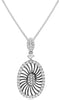 ESTATE .35CT DIAMOND 18KT WHITE GOLD 3D OVAL FLORAL LOVE FLOATING PENDANT