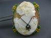 ANTIQUE LARGE .05CT DIAMOND & ENAMEL 14KT WHITE GOLD LADY CAMEO BROOCH PENDANT