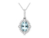 .80CT DIAMOND & AAA AQUAMARINE 14KT WHITE GOLD 3D OVAL & ROUND FLOATING PENDANT