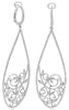 LARGE 1.11CT DIAMOND 14KT WHITE GOLD 3D OPEN FILIGREE TEAR DROP HANGING EARRINGS