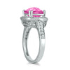 WIDE 2.38CT DIAMOND & AAA PINK TOPAZ 14KT WHITE GOLD CUSHION & ROUND SQUARE RING