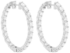 8.12CT DIAMOND 14KT WHITE GOLD 3D CLASSIC ROUND SHARED PRONG INSIDE OUT EARRINGS