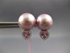 .37CT DIAMOND & AAA PINK SAPPHIRE & PINK SOUTH SEA PEARL 14K WHITE GOLD EARRINGS