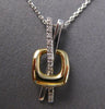 ESTATE .03CT DIAMOND 14KT 2 TONE GOLD 3D CRISS CROSS X SQUARE FOATING PENDANT