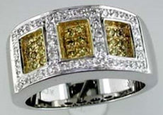 .33CT WHITE & FANCY YELLOW DIAMOND 14KT WHITE GOLD 3D SQUARE ANNIVERSARY RING