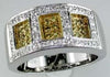 .33CT WHITE & FANCY YELLOW DIAMOND 14KT WHITE GOLD 3D SQUARE ANNIVERSARY RING