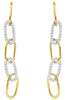.33CT DIAMOND 14KT 2 TONE GOLD ROUND OVAL LINK BY THE YARD FUN HANGING EARRINGS